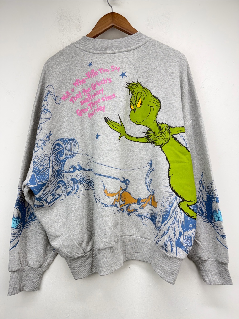 Hybrid Apparel size XL Women’s Gray Grinch Whoville Dr. Seuss Sweatshirt NWT - Picture 6 of 9
